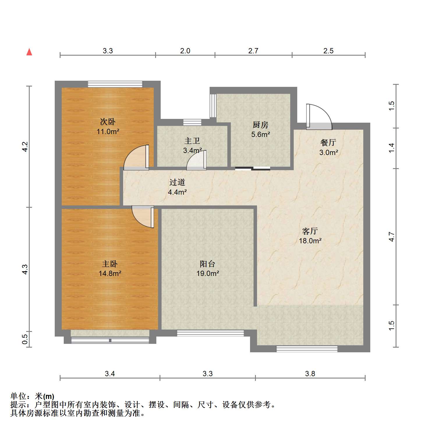 美佳盛庭 3室2厅1卫 98m²