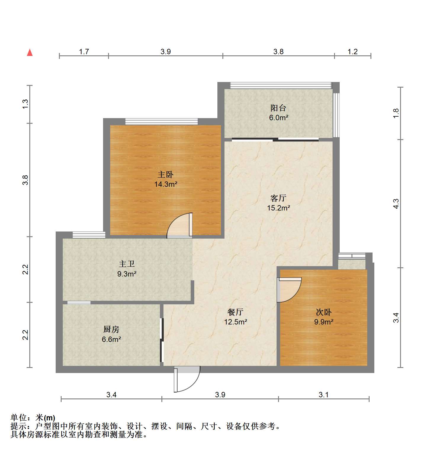 福瑞嘉园 2室2厅1卫 95.24m&sup2;