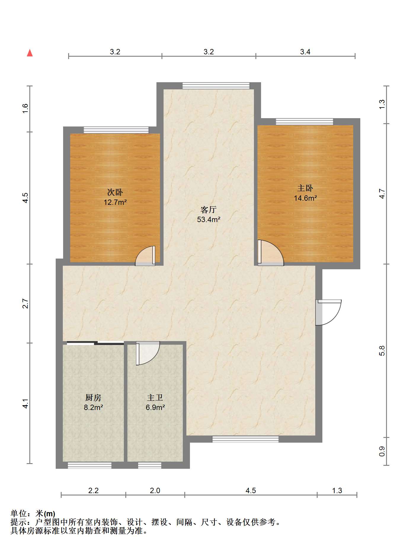 弘运园 2室1厅1卫 126.00m&sup2;