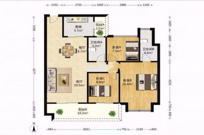 碧桂园时代悦城 3室2厅2卫 112m&sup2;