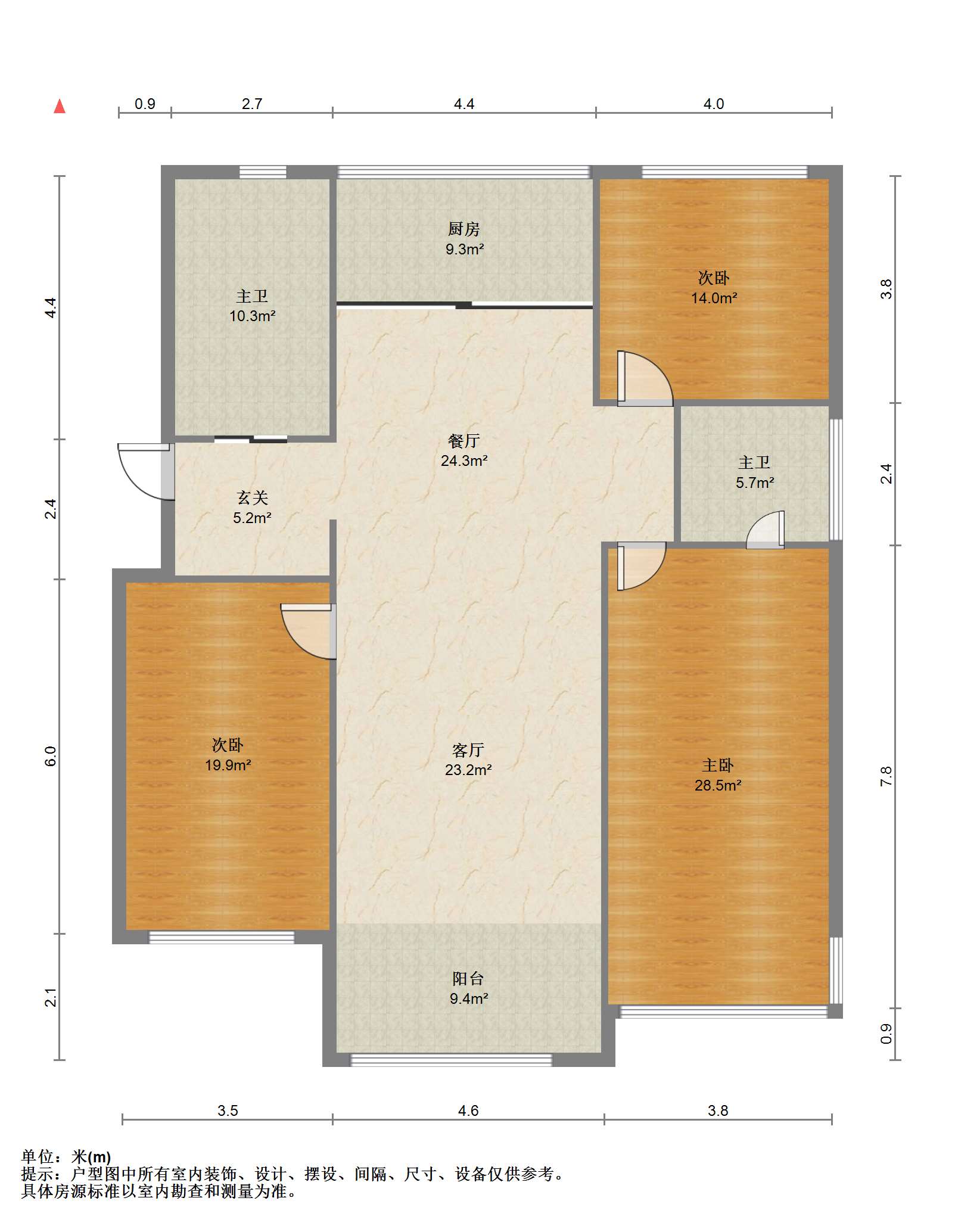 北濠山庄 3室2厅2卫 141.21m&sup2;