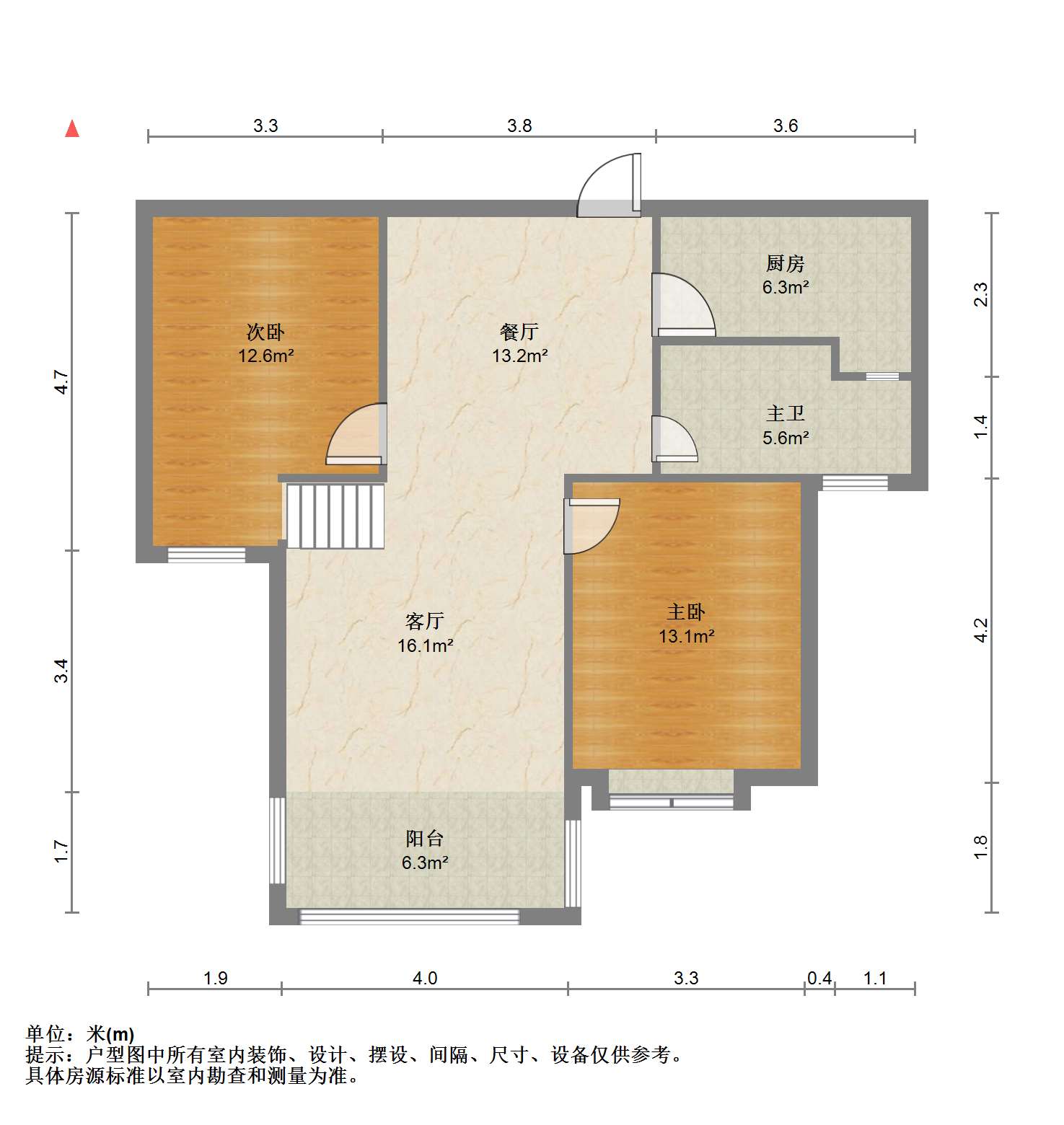 苏建学府雅居 2室1厅1卫 95.62m²