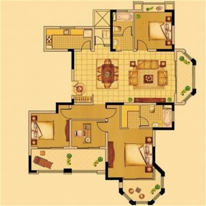 中南世纪花城二期 4室2厅2卫 159.24m&sup2;
