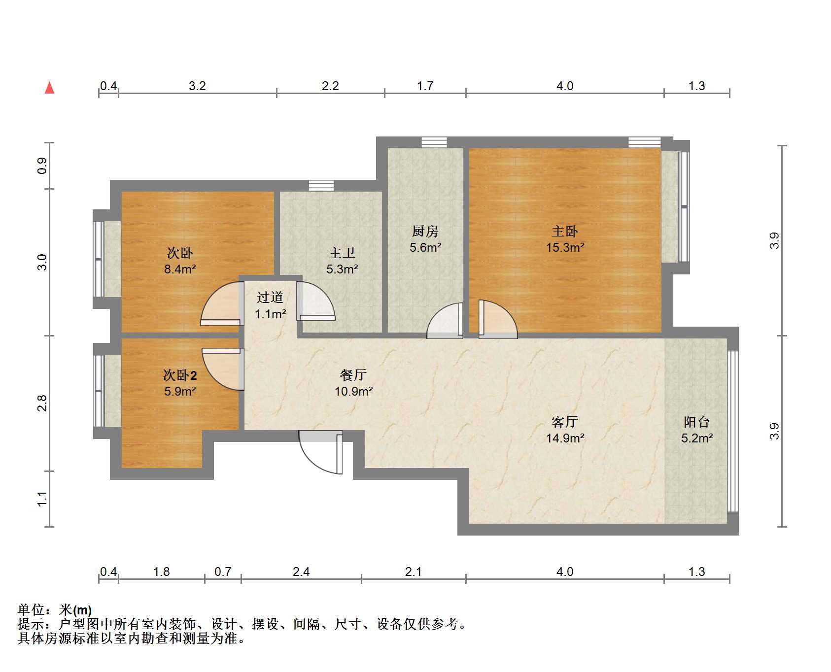 中港城 3室1厅1卫 89m&sup2;