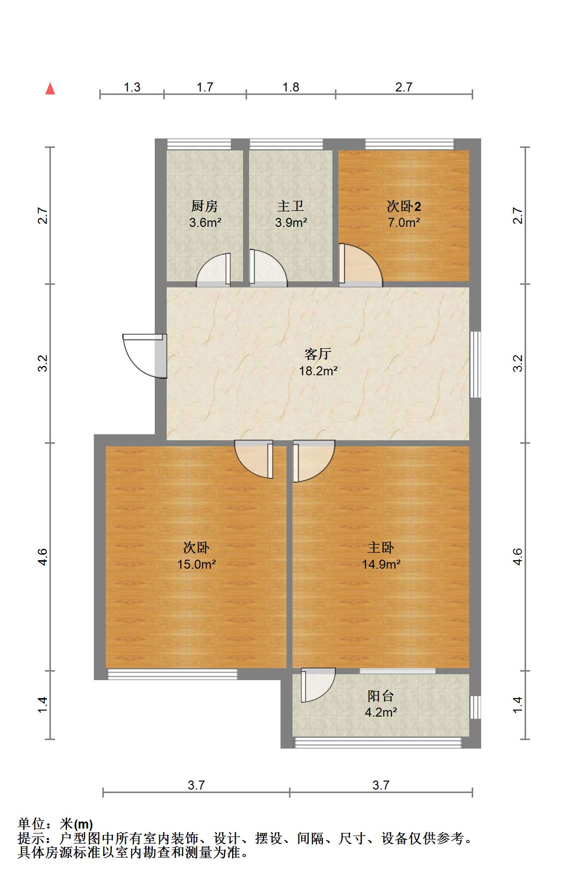 郭里园 3室1厅1卫 83.25m&sup2;