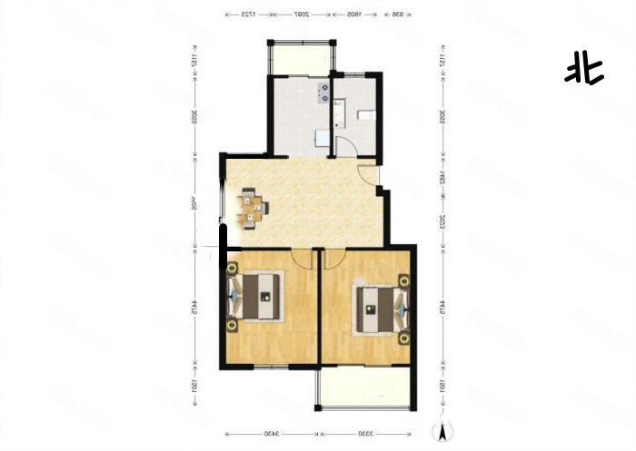 新城新苑 2室1厅1卫 80m&sup2;