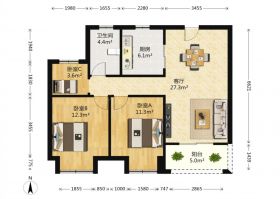 崇川星光域 3室2厅1卫 89.12m&sup2;