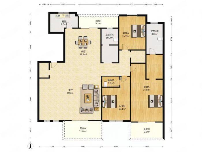 南通壹城水清木华 3室2厅2卫 239m&sup2;