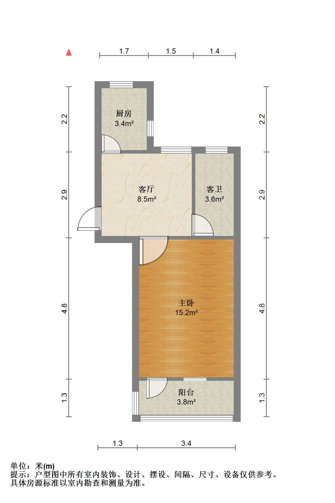 白家园 1室1厅1卫 42.68m&sup2;