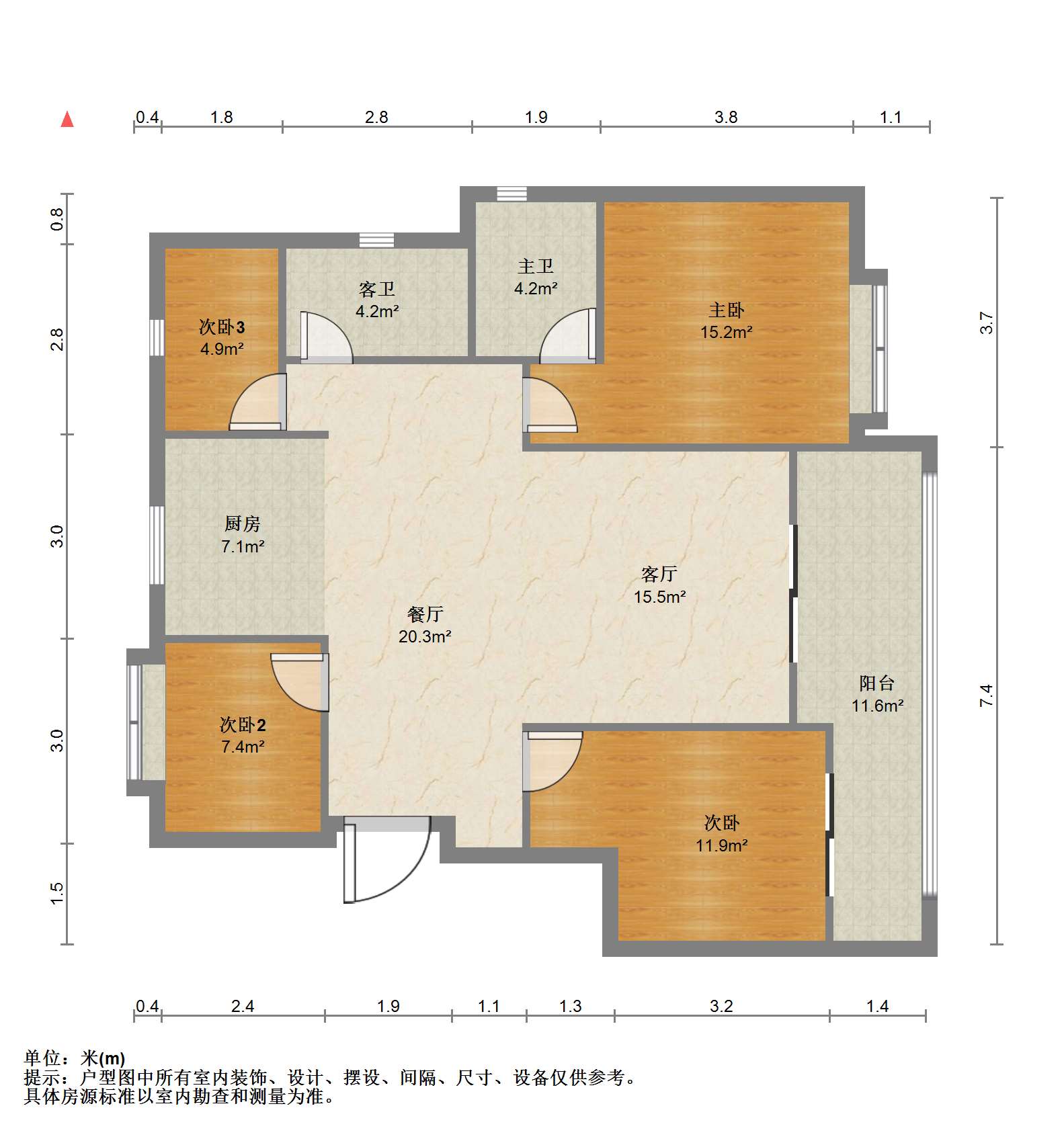 佳源都市 4室2厅2卫 124.00m&sup2;