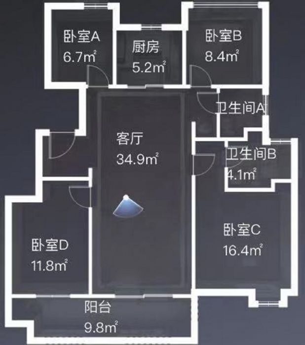 雍锦澜湾 4室2厅1卫 113m&sup2;