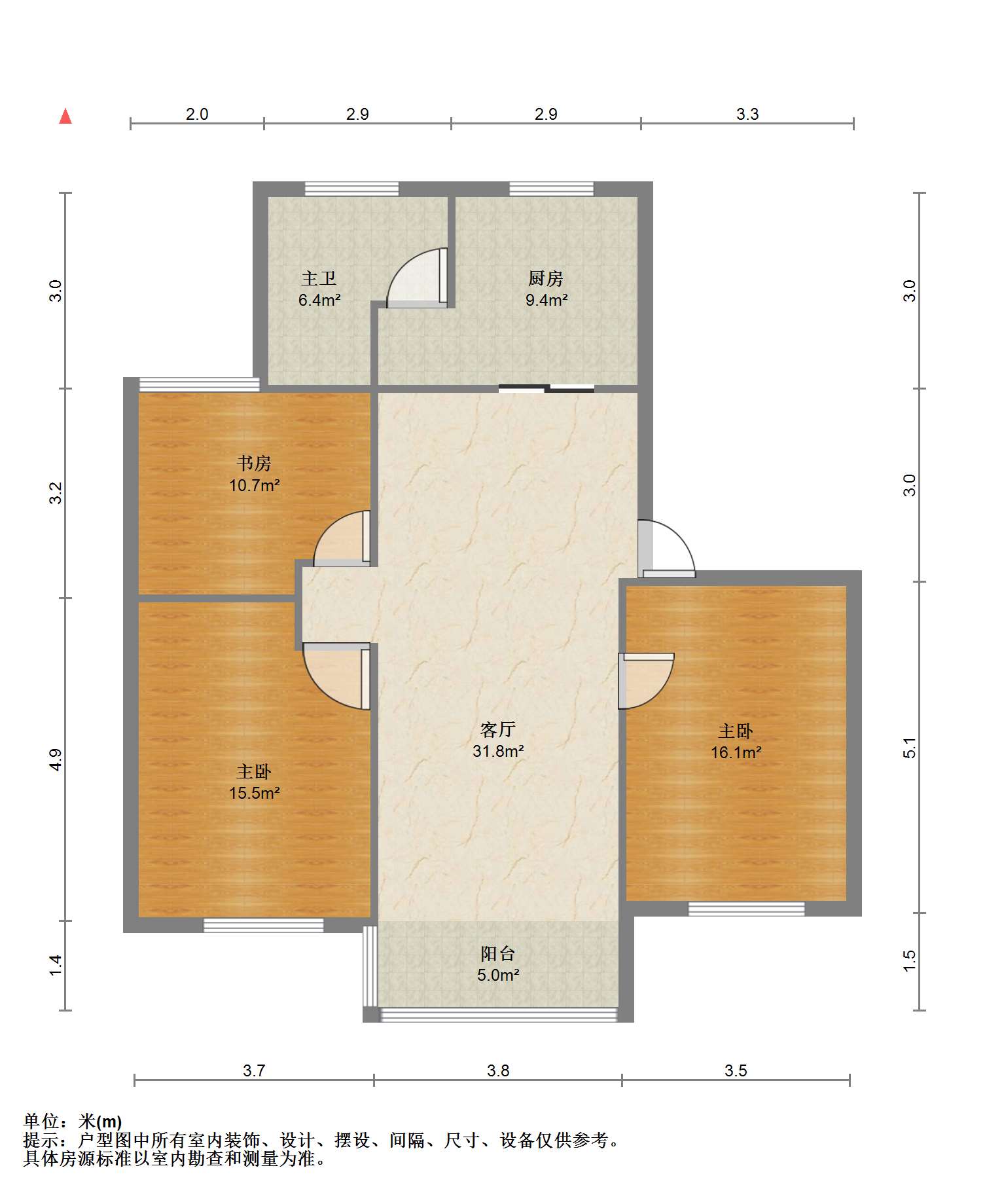 学田北苑 3室1厅1卫 113m&sup2;