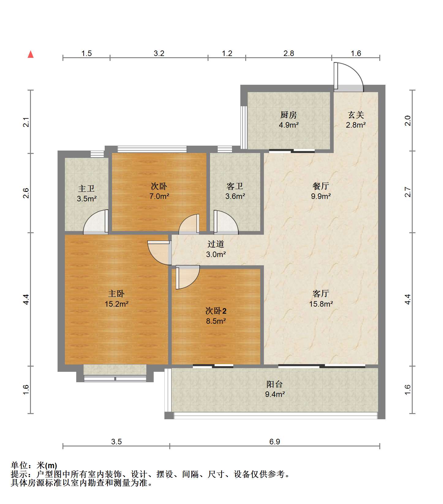 碧桂园时代悦城 3室2厅2卫 114.23m&sup2;