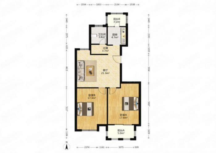 龙湖佳苑 2室1厅1卫 97.5m&sup2;