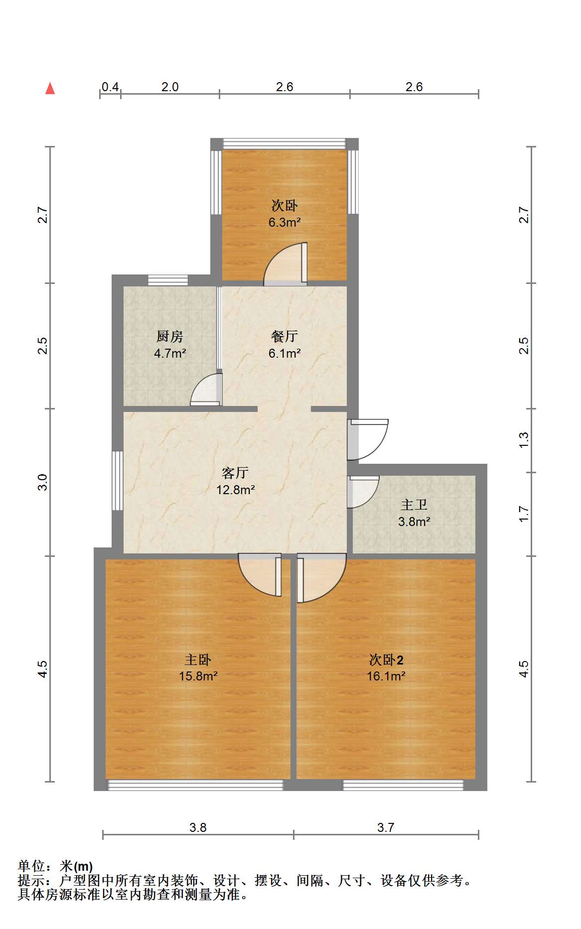 华威园 3室1厅1卫 84.00m&sup2;