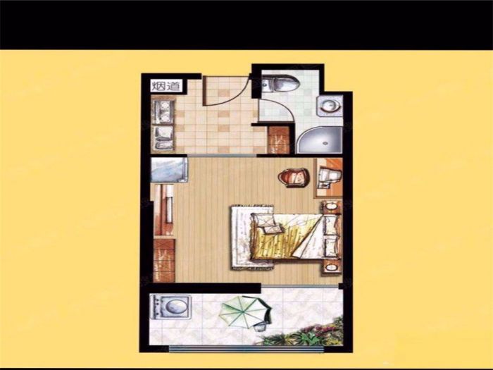 鑫湖国贸中心 1室1厅1卫 35m&sup2;