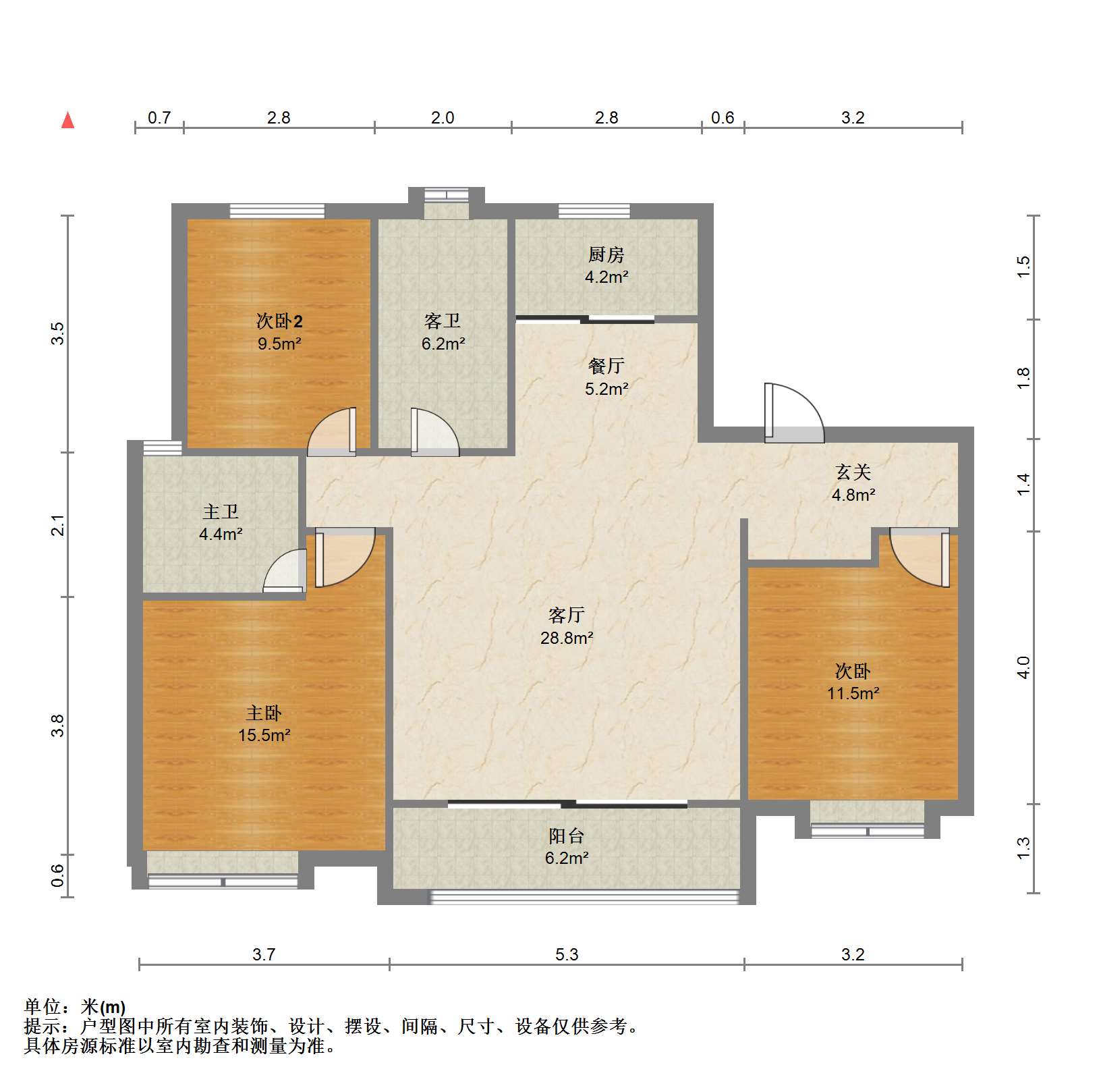 滨江道静园 3室2厅2卫 127m&sup2;