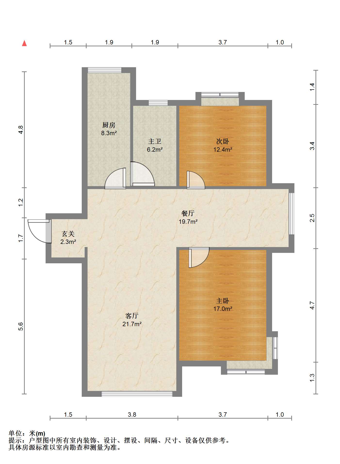 苏建学府雅居 2室2厅1卫 112.88m&sup2;