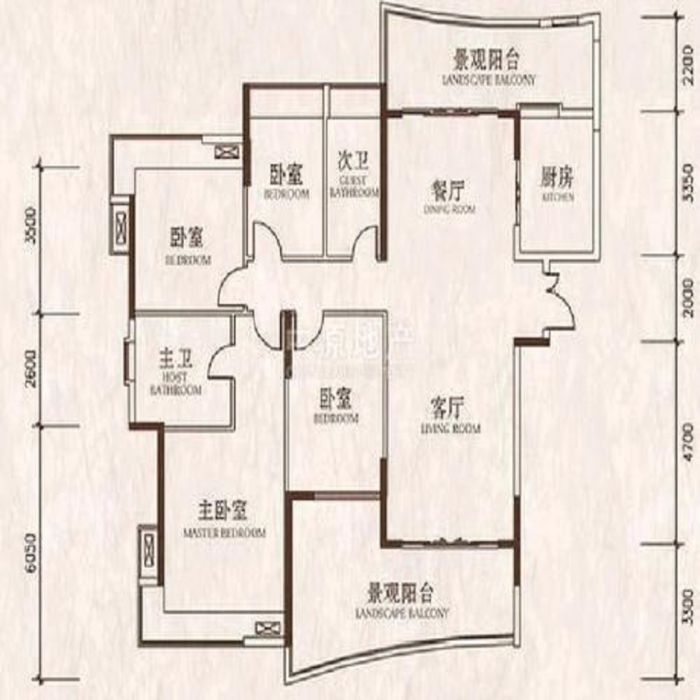 南通雅居乐花园 4室2厅2卫 167.17m&sup2;