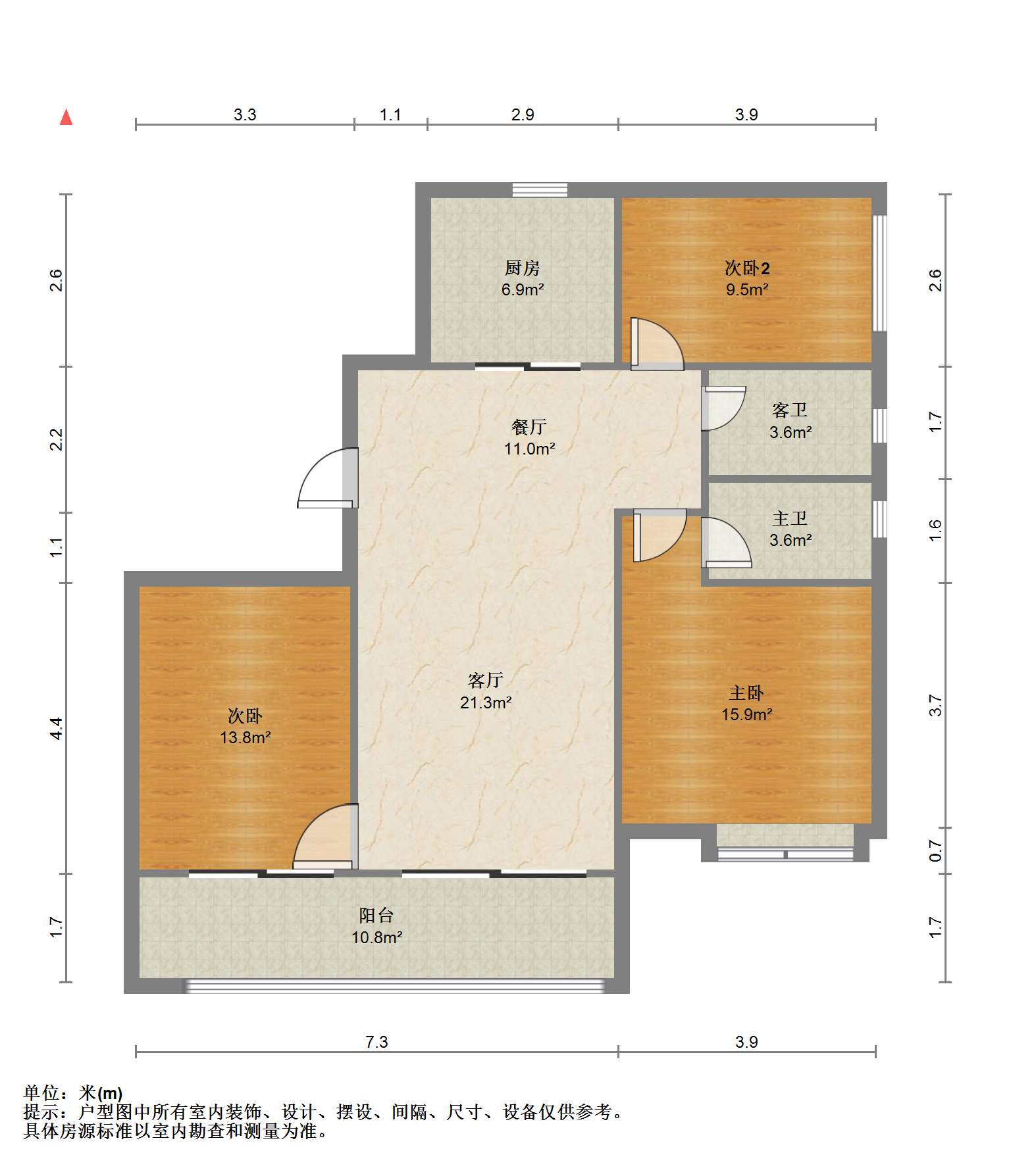 卓越万科新都会 3室2厅2卫 120m&sup2;