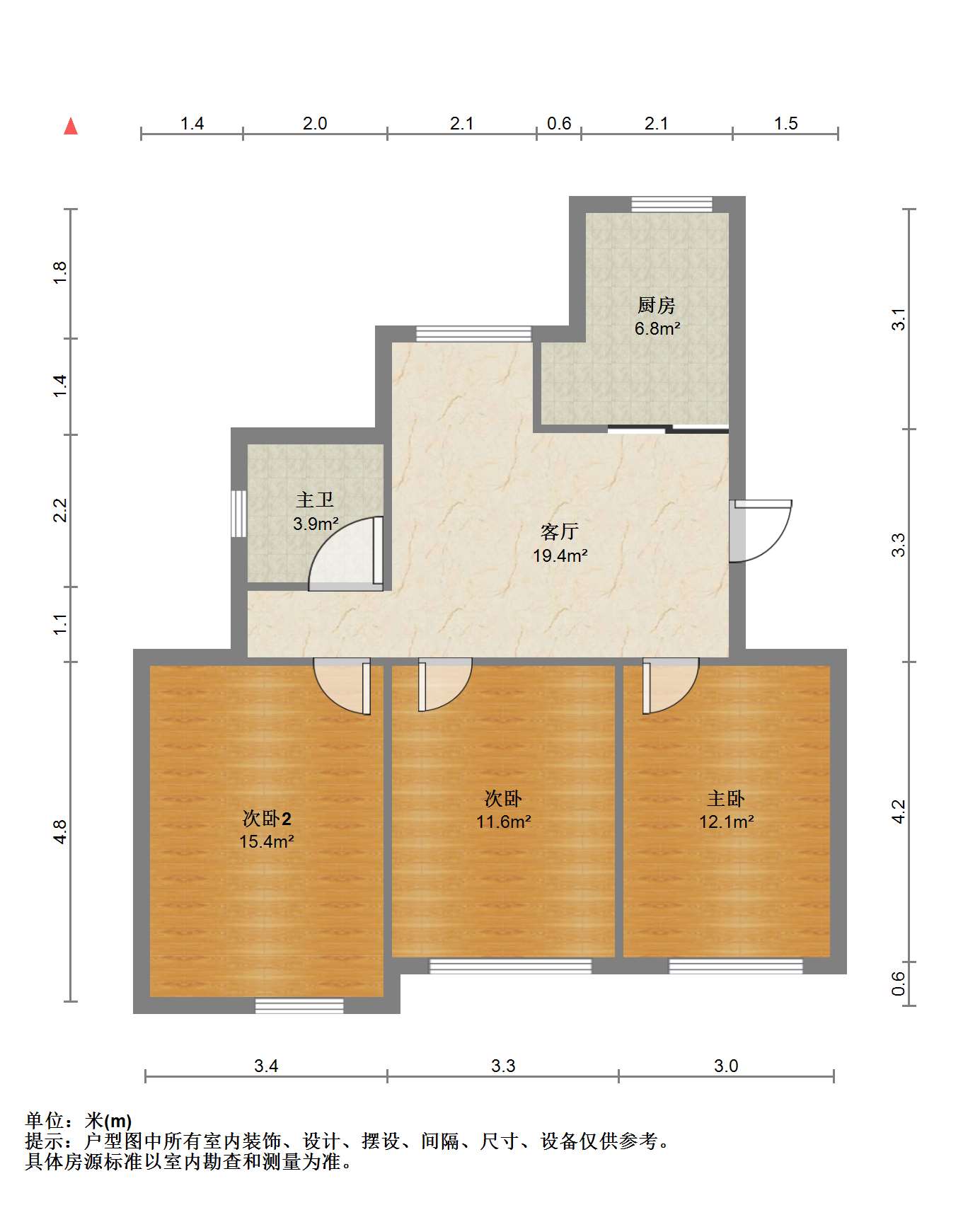 文峰路15号院 3室1厅1卫 87.10m&sup2;