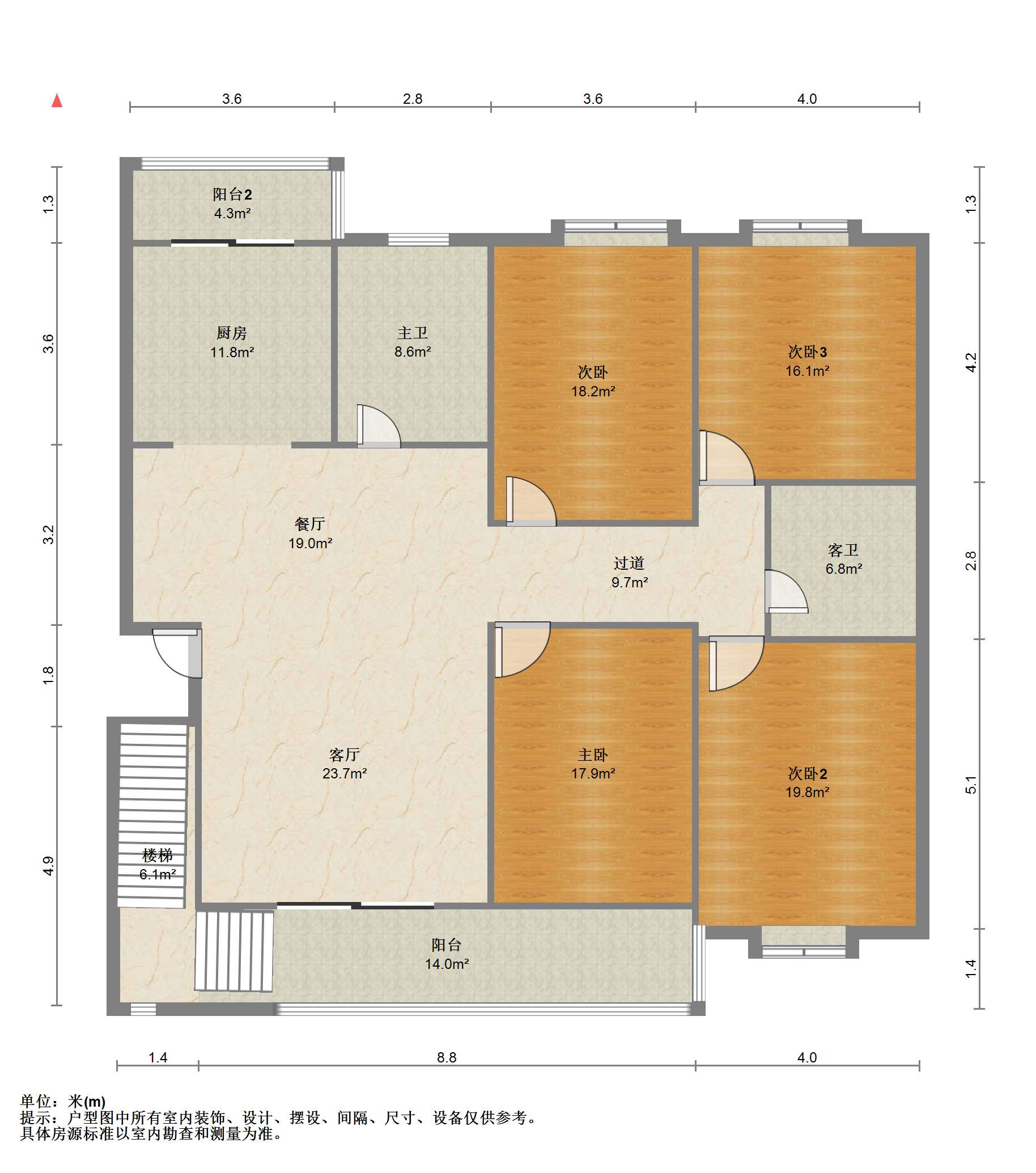 学田北苑 6室3厅2卫 168m&sup2;
