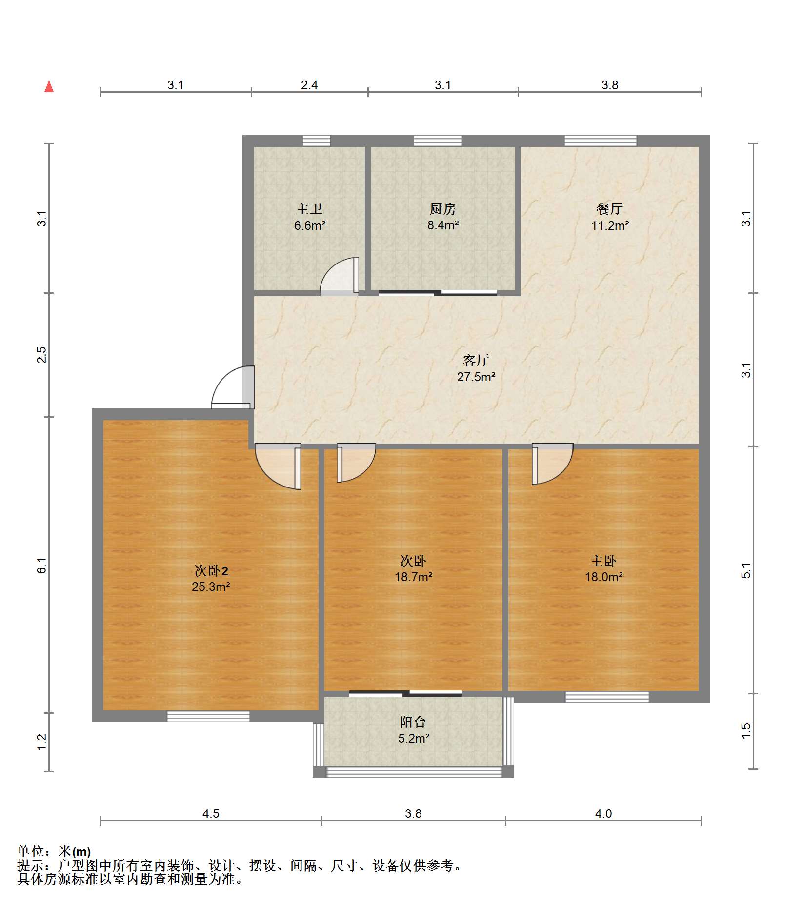 万象东园 3室2厅1卫 108.00m&sup2;