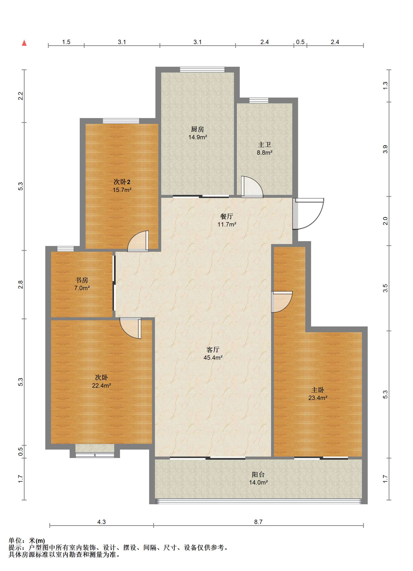 江海佳苑 3室2厅1卫 143.99m&sup2;