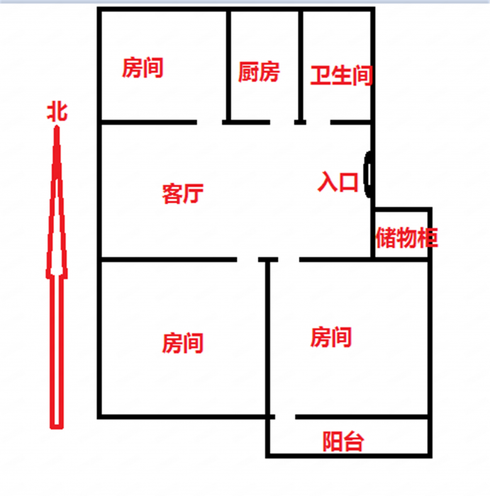 郭里园 3室2厅1卫 116m&sup2;