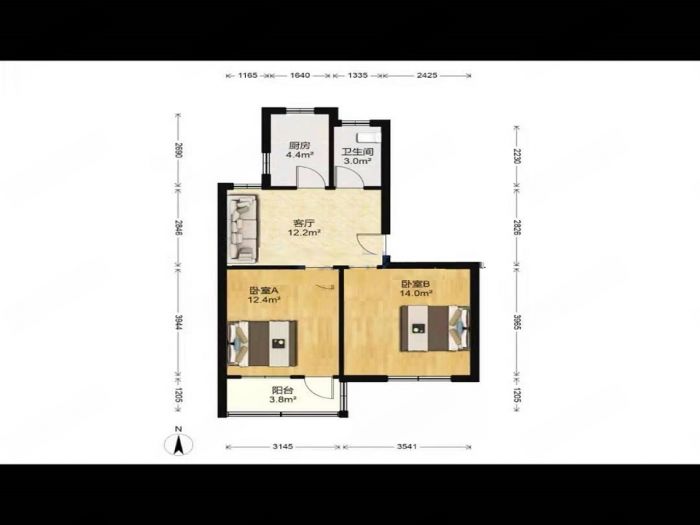 汇园 2室1厅1卫 63m&sup2;