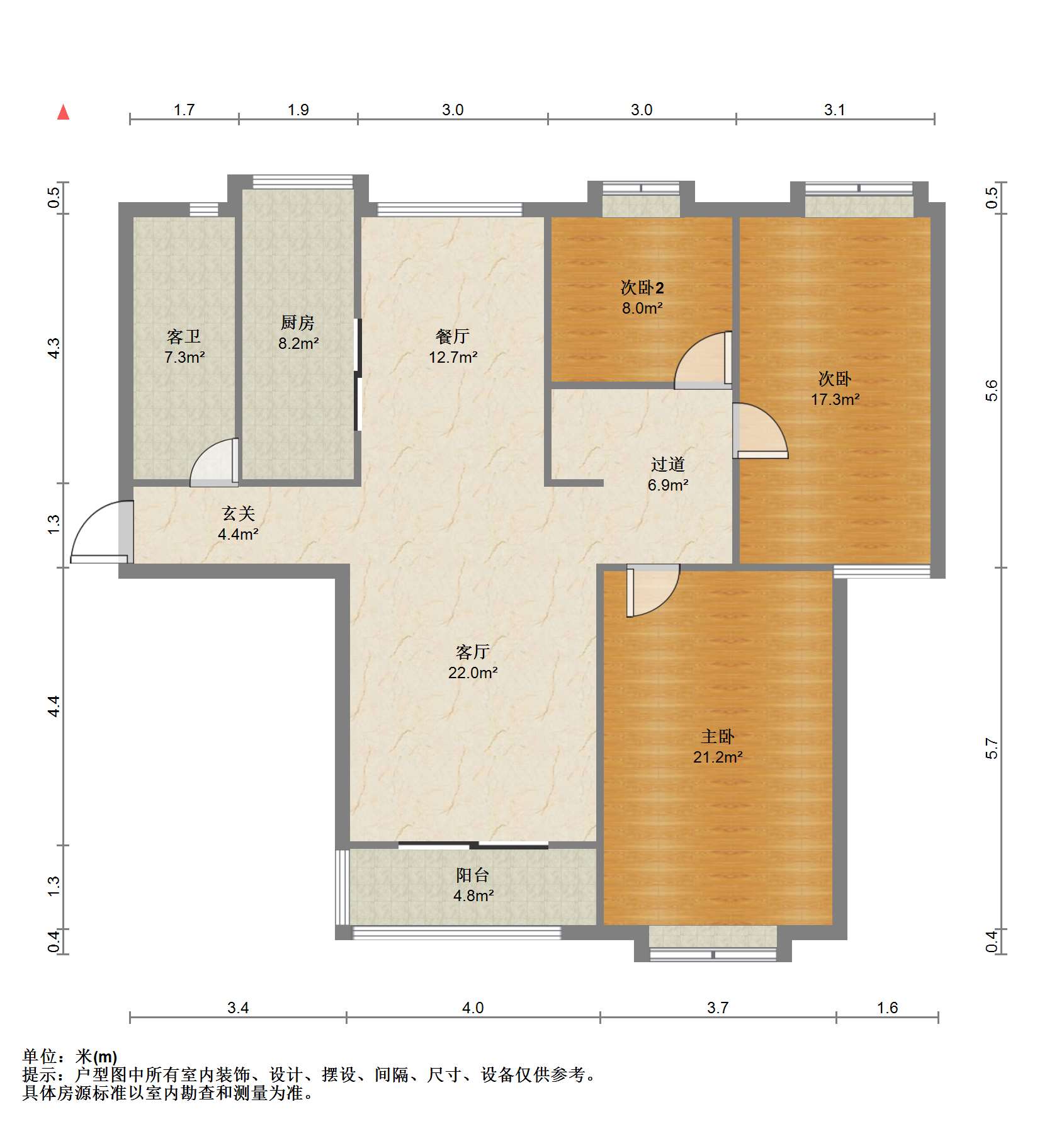 融悦华庭 3室2厅1卫 136.00m&sup2;