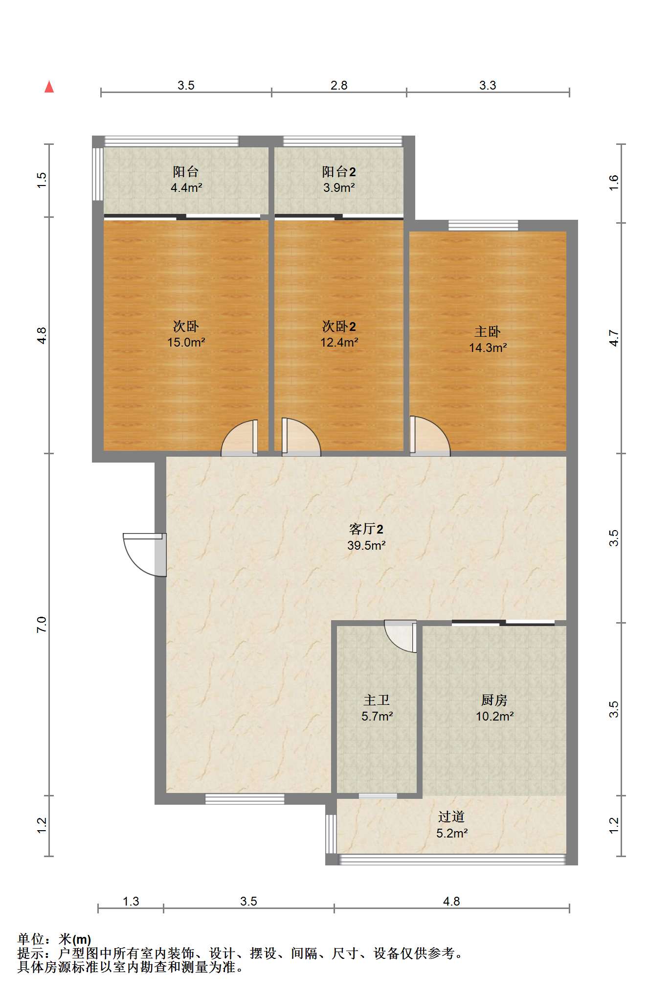 宏丰苑 3室2厅1卫 135.06m&sup2;