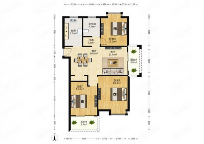 皇家花园北区 3室2厅1卫 1193m&sup2;