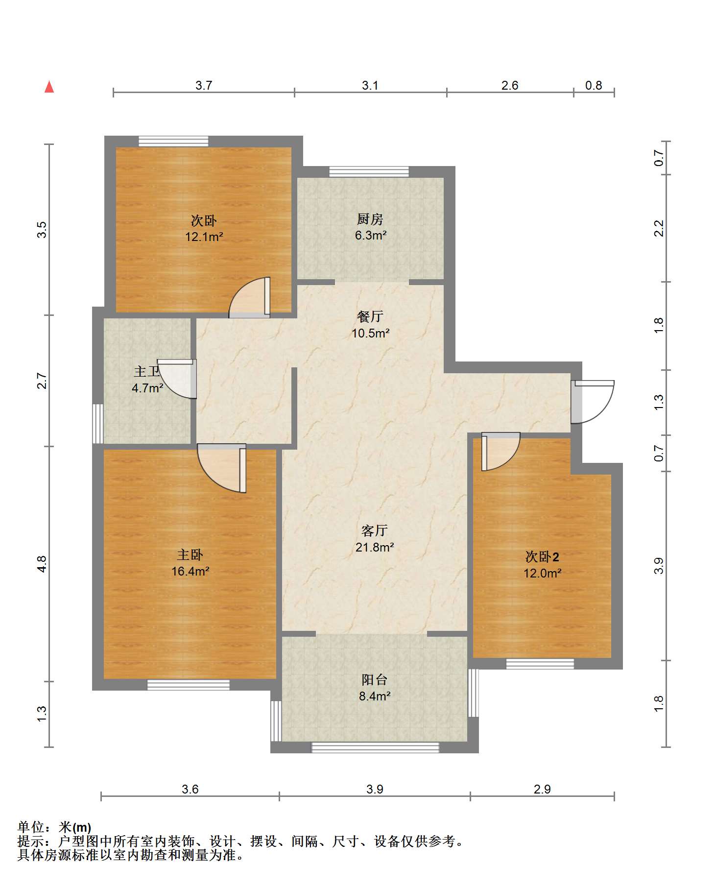 苏建名都城 3室1厅1卫 119.41m&sup2;