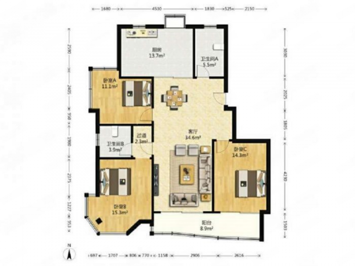 友谊家园 3室2厅1卫 137m&sup2;