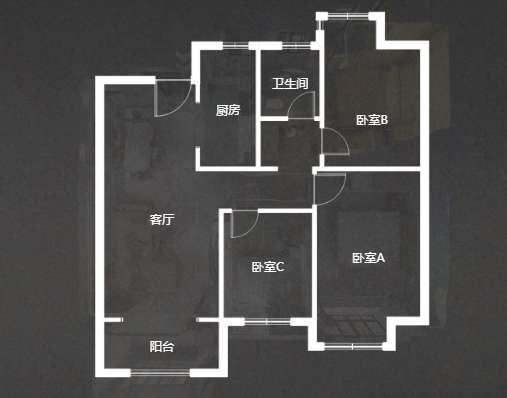 江景瑞园 3室2厅1卫 92m&sup2;