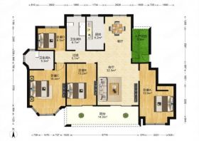 盛和九里香堤二期 4室2厅2卫 145.00m&sup2;