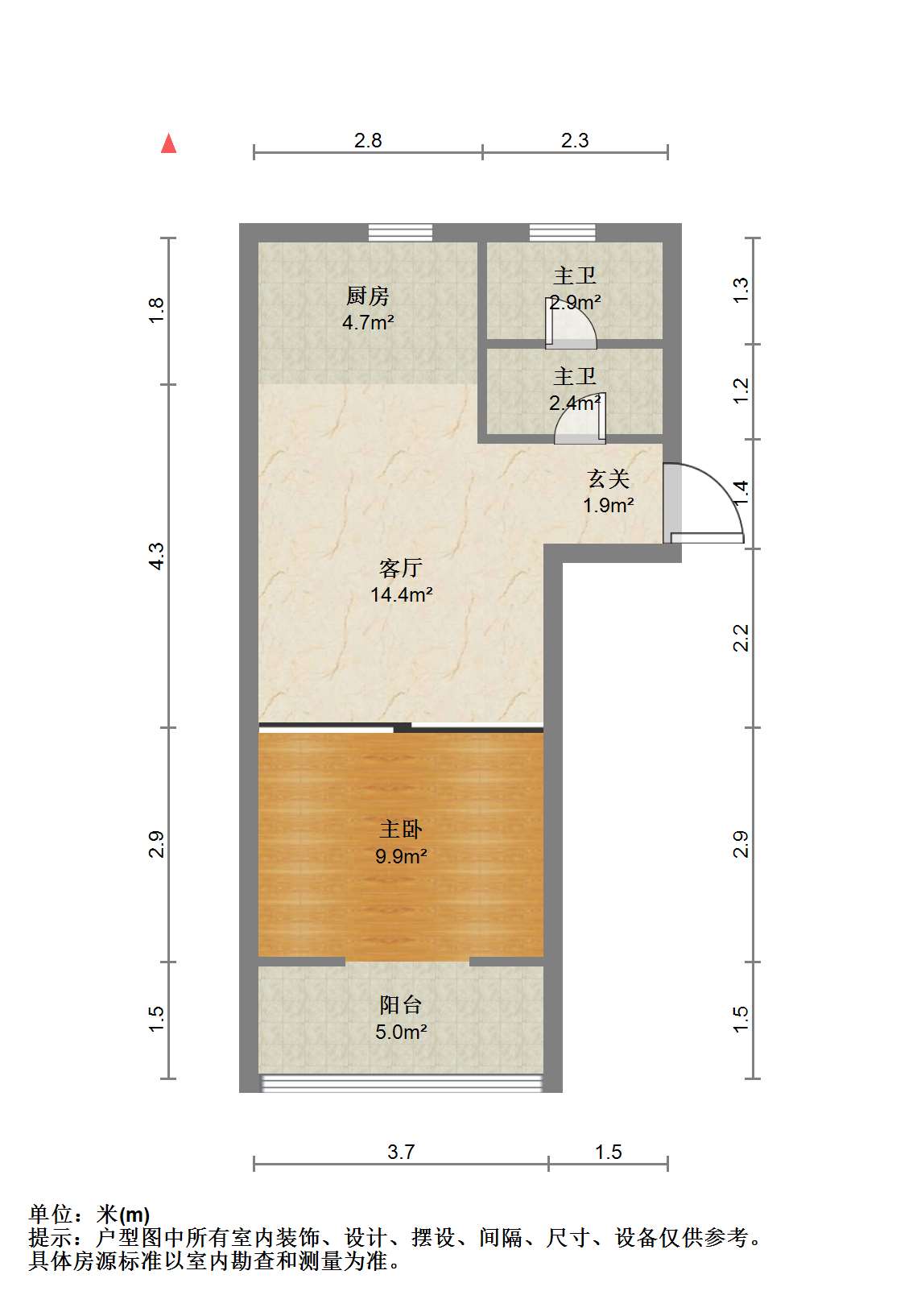 金飞达名郡 1室1厅1卫 51.94m&sup2;