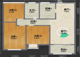 景瑞御府 3室1厅1卫 93m&sup2;