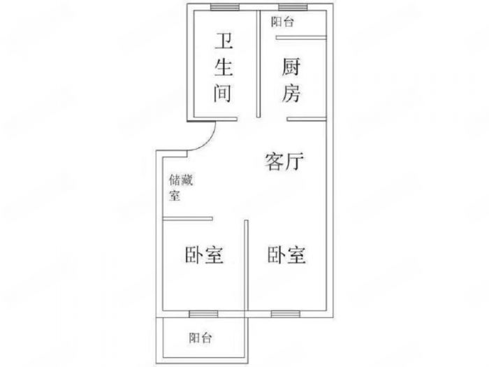 民主新村 2室1厅1卫 64m&sup2;