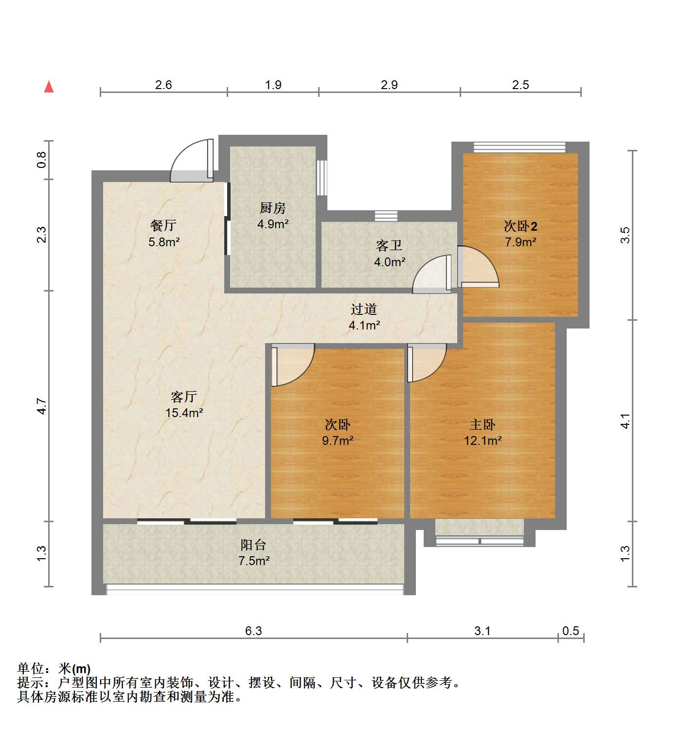 春风南岸西园 3室2厅1卫 95.92m&sup2;