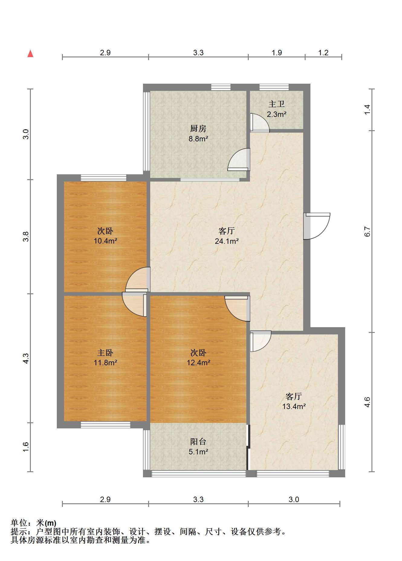 文峰路17号 3室2厅1卫 98m&sup2;
