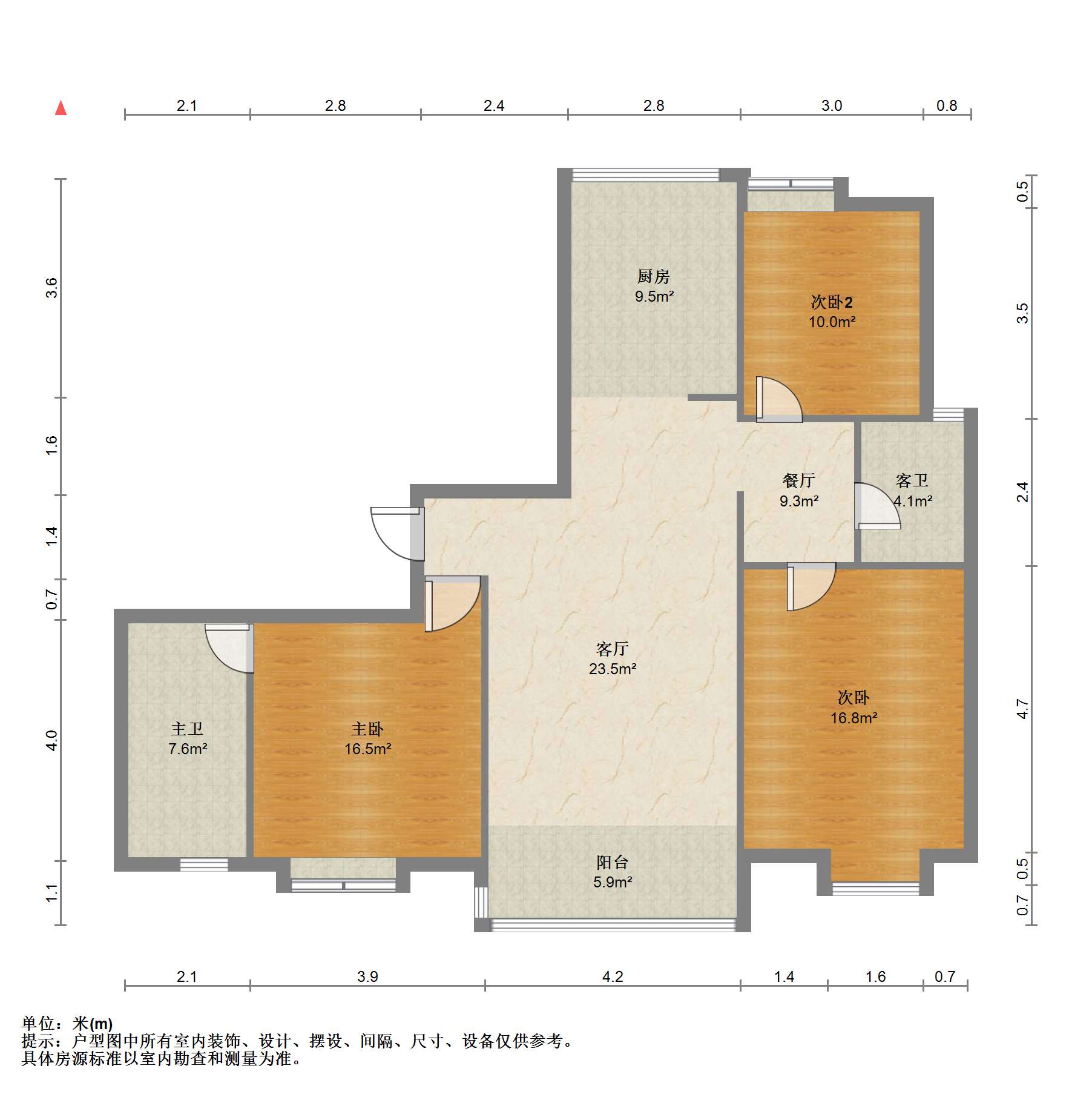 苏建阳光新城 3室2厅2卫 130.00m&sup2;