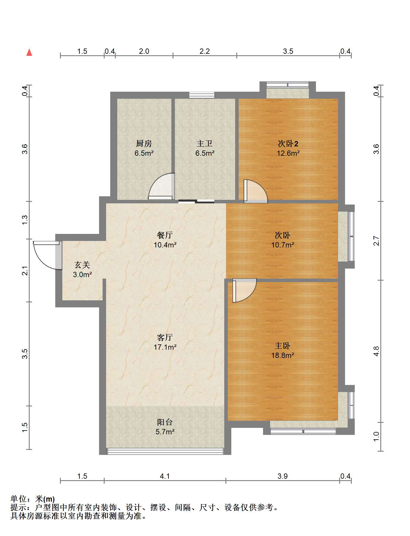 苏建阳光新城 3室2厅1卫 108.66m&sup2;
