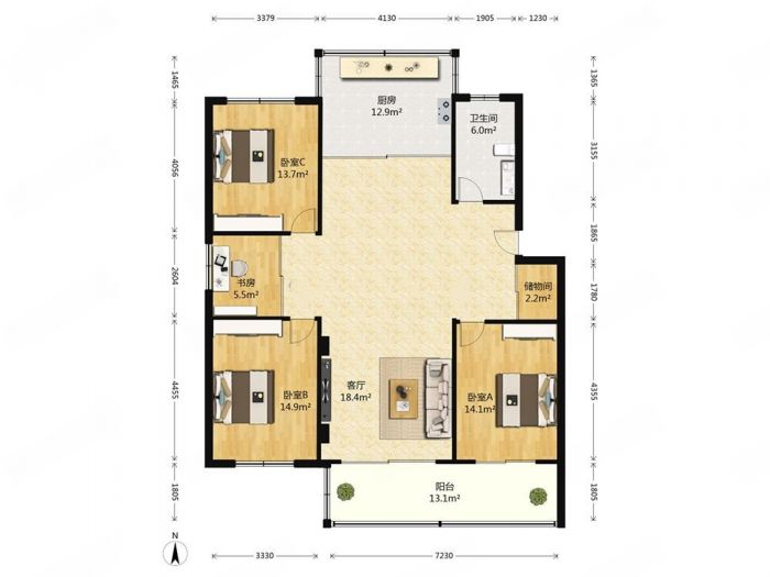 五一新村 3室2厅1卫 142m&sup2;