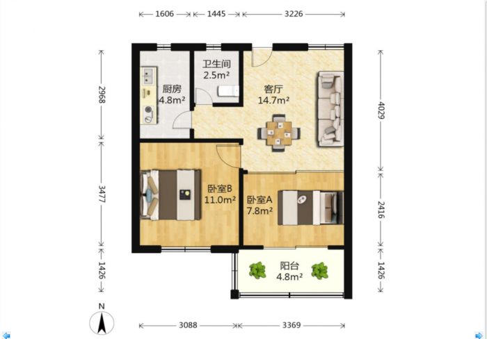易家桥新村 2室1厅1卫 56m&sup2;