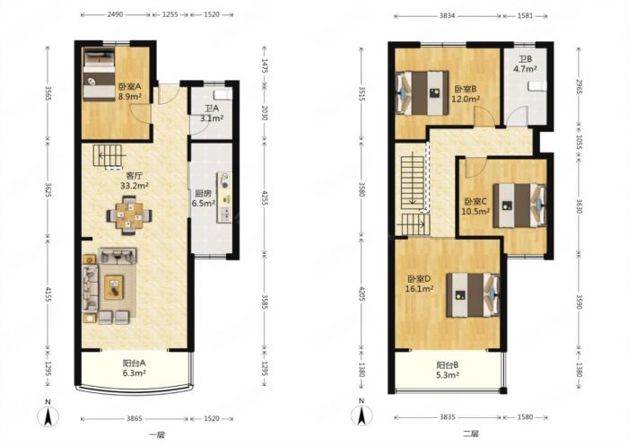 意邦绿墅湾 4室2厅2卫 140m&sup2;