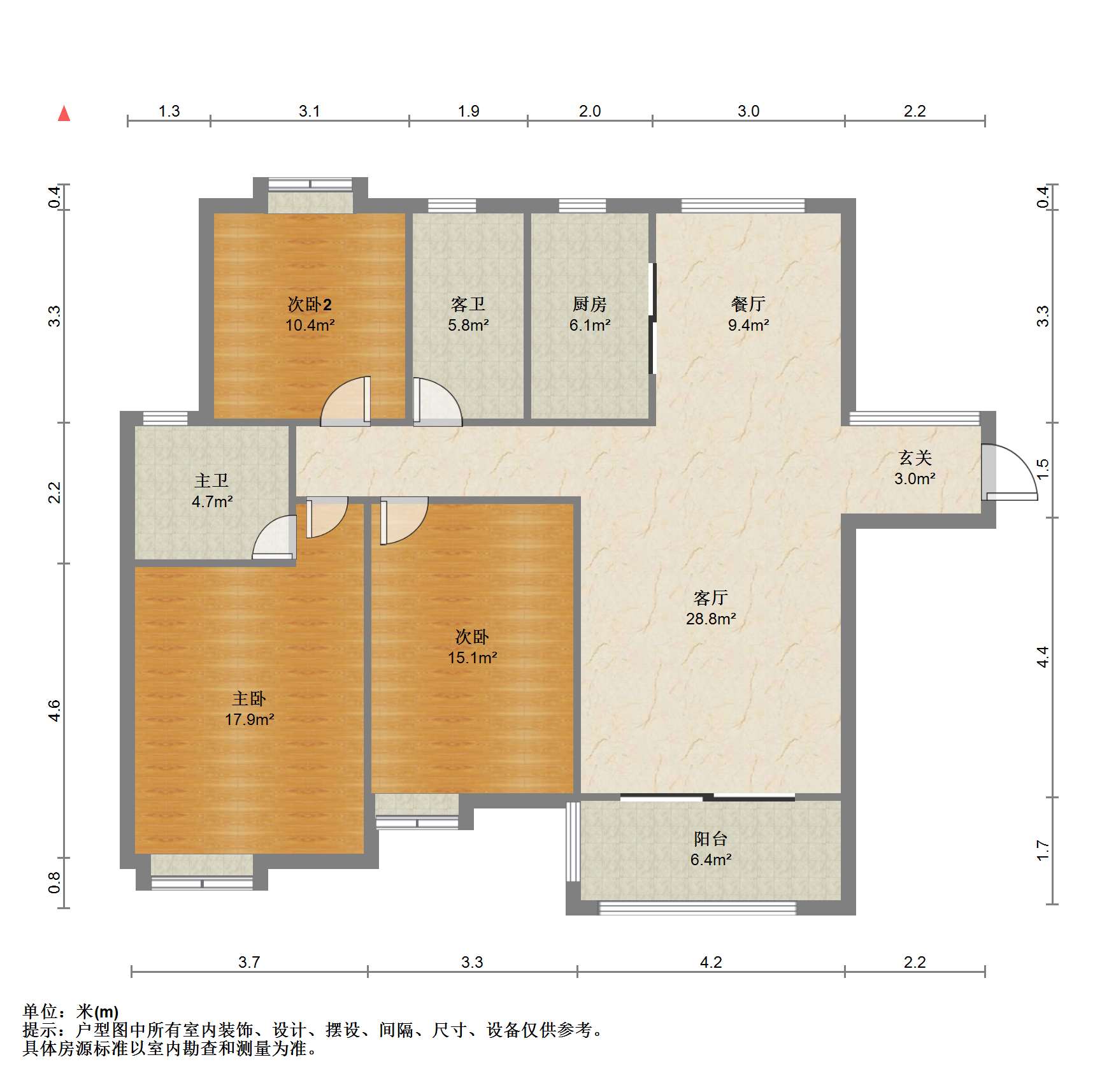 帝奥世伦名郡 3室1厅2卫 139.83m&sup2;