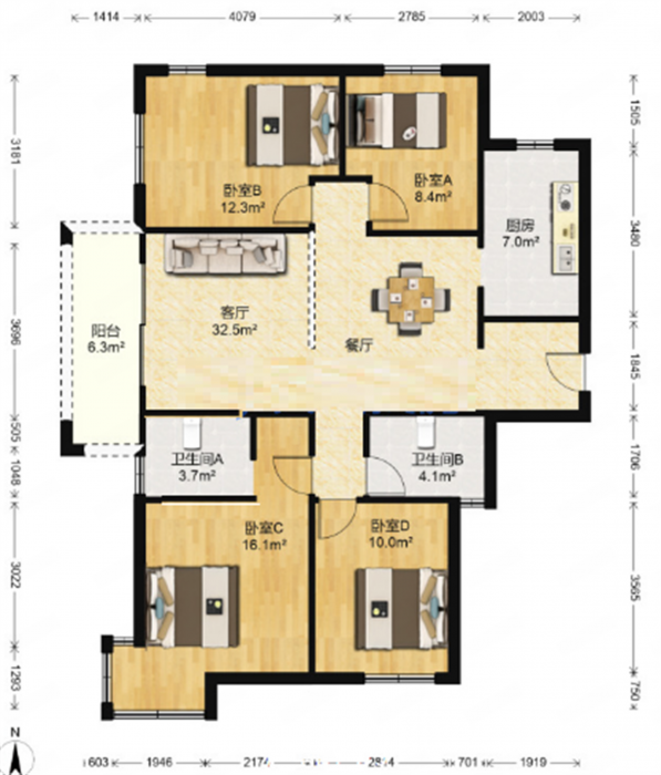 江山鼎 4室2厅2卫 138m²