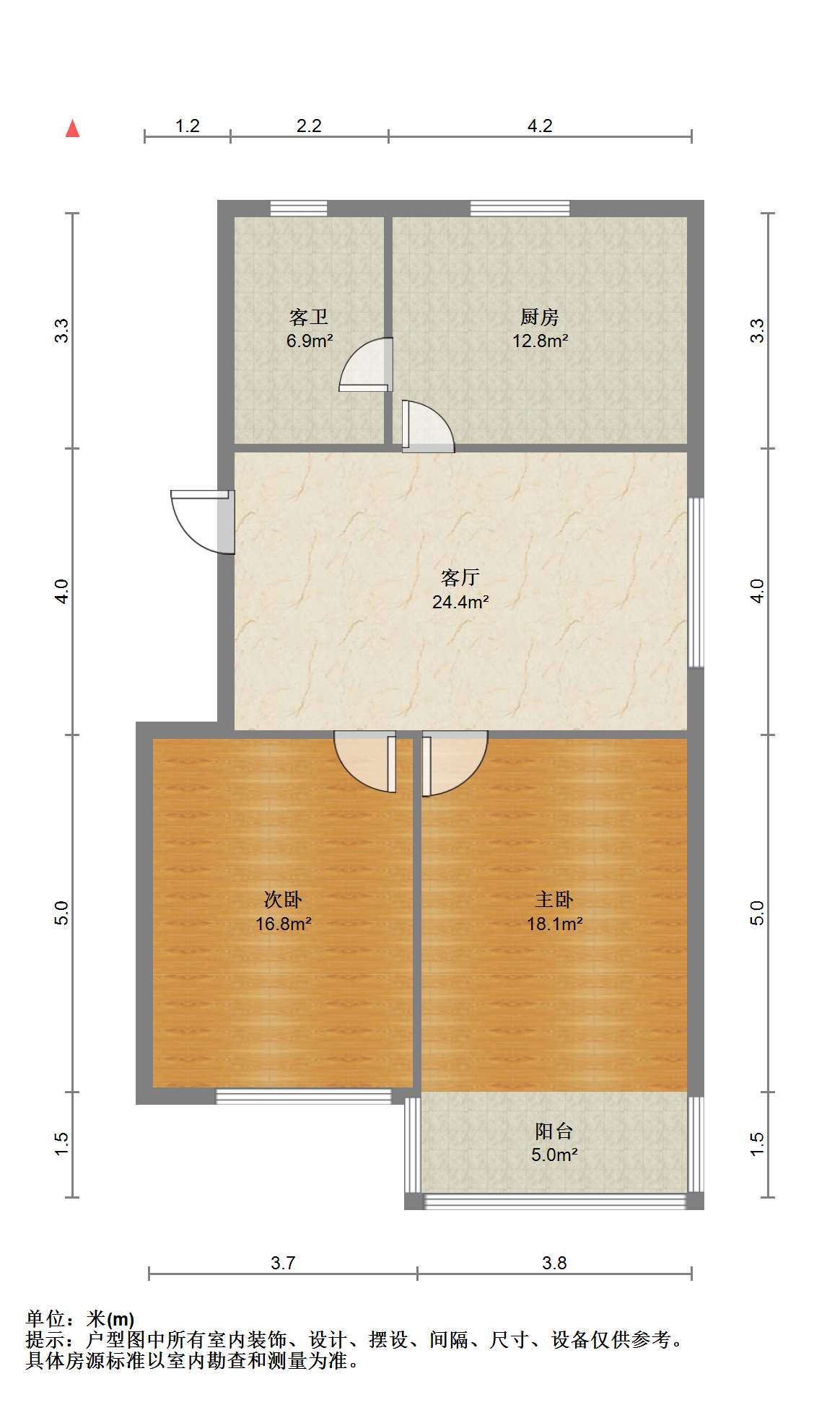 濠西园 2室1厅1卫 89.00m&sup2;